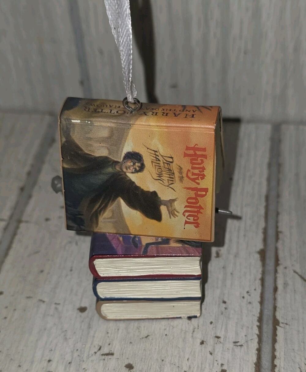 Hallmark Harry Potter BOOKS AND WAND Christmas Tree Ornament Deathly Hallows